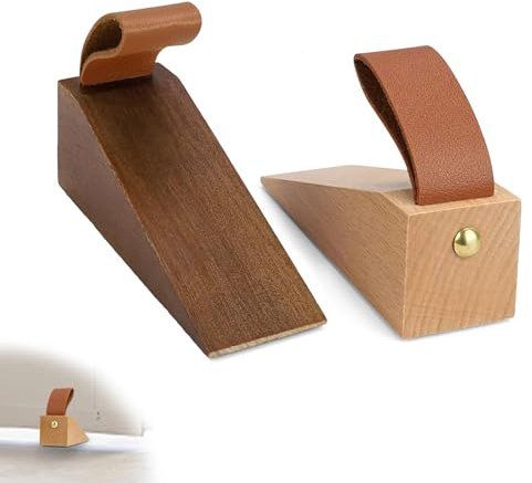 LERANXIN Cale Meuble, 2 Pièces Cale Bois, Cale en Bois en Hêtre et Noyer Noir, Silencieux et Résistant aux Chocs, Butée de Porte en Bois pour Portes avec Espacement de 5 à 30 mm
