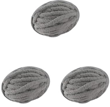 Dickes, grobes Polyestergarn für Strickdecken, Weben, Teppichherstellung, Grau, 27 m, 3 Stück