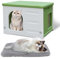 Kunststoff-Katzenhaus für Outdoor Indoor-Gebrauch, stapelbar verwilderte Katze Unterschlupf Indoor-Katzenhaus isoliert wetterfest wasserdicht -Grün