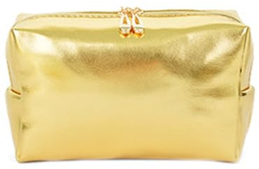 WZTHLF Hand Make Up Tasche Großem Fassungsvermögen Goldfarbene PU Ledertaschen Vielseitige Make Up Kosmetik Reisetasche