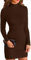 ELFIN Damen Bodycon Kleid Rollkragen Langarm Minikleid Geripptes Enges Basic Kleid Einfarbig Herbst Pullover Kleider Freizeitkleid (S, Dunkelkaffee)