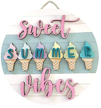 Geschenk Hochzeit Brautpaar Türhänger Hallo Sommer Türhänger Stufenfalz Türhänger Hallo Sommer Schild Eis am Schild Sommerschild Eiscreme Türhänger Valentins Geschenke Für Ihn (Pink, One Size)