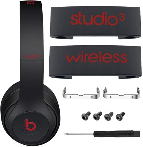 Studio 3 Hinge Replacement Parts Metal Folding Original Hinges Headband Connector Clip Pin Cover Accessories Repair Kit Compatible with Beats Studio3 Wireless Over-Ear Headphones. (Defiant Black-Red)