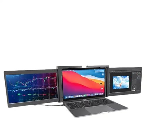 DSeenLeap Extension d'écran Triple pour Ordinateur Portable, Double Moniteur LCD 12 Pouces 1080P, Moniteur Tri-écran Portable pour Ordinateur Portable 13.3-16 Pouces