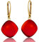 Amber by Mazukna - Bernstein Ohrringe Rot - Eleganter Bernstein-Schmuck Hängend mit goldenem Fitting für Damen, Tropfenförmige Amber-Ohrringe, Damenschmuck