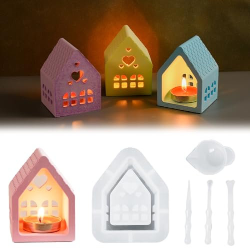 Silikonformen Gießformen Häuser,3D Silikonform,Gießformen Silikon Haus,Silikonform Haus mit Fenster,für Kerzen,Seife,Gips