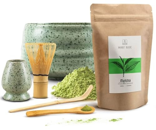 Mary Rose Matcha Set with Accessories | Mary Rose Matcha Green Tea 100g | Matchawan | Kusenaoshi | Bamboo Accessories Chasen Chashaku | Matcha Powder | Green Tea Bags | Matcha Kit | Macha Tea Powder