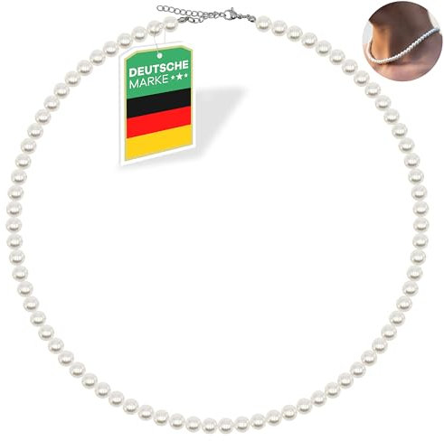 Netrox - Hochwertige Perlenkette mit Geschenkbox - für Damen & Herren - verstellbare Kette - Perlenkette Damen, Perlenschmuck, Perlen Kette, Pearl necklace, Schmuck, Halskette, Damen Perlen Kette