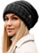 TOP-EX M/L/XL 100% Wolle Slouch Beanie Damen Warm Wintermütze Strickmuetze mit Satinfutter Schwarz