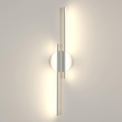Riserva Aplique Pared Interior LED, 24W 2700LM Lámpara de Pared Blanca Modernas para Dormitorio, Salon, Escalera, 4500K Luz Natural
