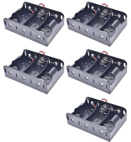 5pcs 3x1.5V D Size Battery Box 3 Slot D Cell Battery Holder with Wire (3 Slots)