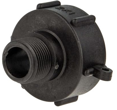 tecuro IBC Adapter Anschlusskappe mit Grobgewinde S60 x 6 und Außengewinde 1 Zoll (DN25), HDPE, Zubehör für Tank Regentonne Wassertank - 703100