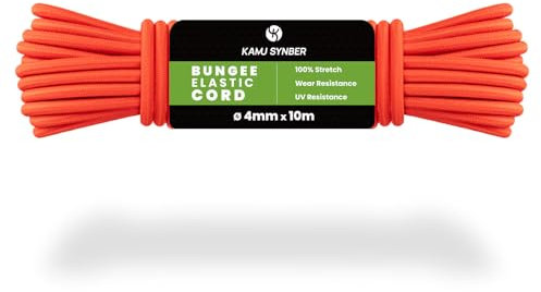 Kamu Synber Gummiseil 4mm x 10m Expanderseil Spanngummi Spannseil Gummischnur für Anhänger, Sonnensegel, Plane | UV Beständig Wetterfest | Orange