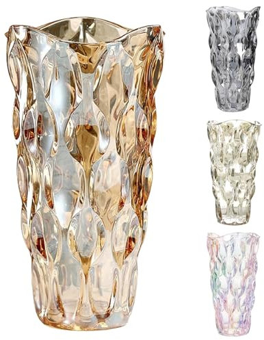 Vase à fleurs, en verre ambré, moderne, 24 cm, pour arrangements floraux, hydroponique, minimaliste en verre, pour centres de table, mariage, décoration de table, bureau et décoration de la maison (D)