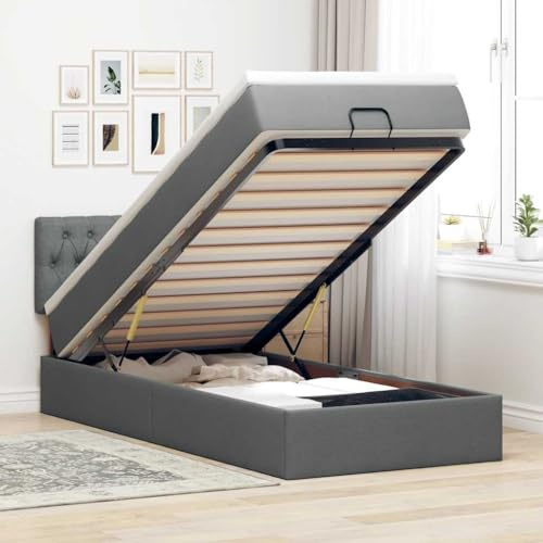Willood Boxspringbett mit Matratze Großer Stauraum unter dem Bett Dunkelgrau 80 x 200 cm Knopfheftung Design