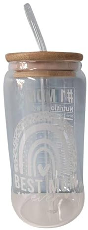 Gobelet en verre personnalisé avec couvercle et pailles, cadeaux personnalisés for maman, tasses en verre personnalisées avec couvercles et pailles, tasses à café glacé avec couvercles, paille avec co