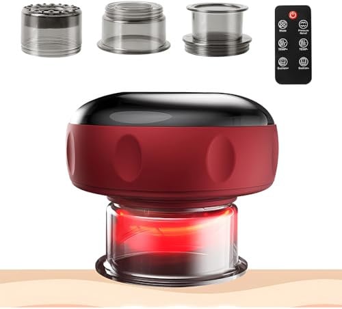KBIBCK 5 in 1 Electric Cupping Set with Red Light Therapy, Cupping Therapy Set with Remote Control &12-Level Adjustable Suction & 3 Cups,Professional Muscle Pain Relief Device for Shoulder Tension