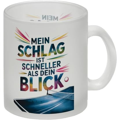 Mein Schlag ist schneller als dein Blick Glas Tasse Tischtennis Lustiger Tischtennisbecher für sportliche Kaffeepausen