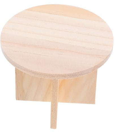 Mipcase Miniature Holztisch Für Puppenhaus Runde Miniatur-Dining-tischmöbel Aus Solidem Holz Für Küche Und Wohnzimmer Dollhouse Teiliges Set Für Realistische Dekoration