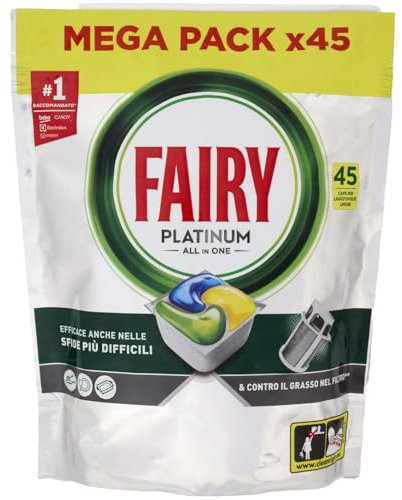Fairy Detersivo Lavastoviglie Tabs Platinum 45 Pezzi, 45pz