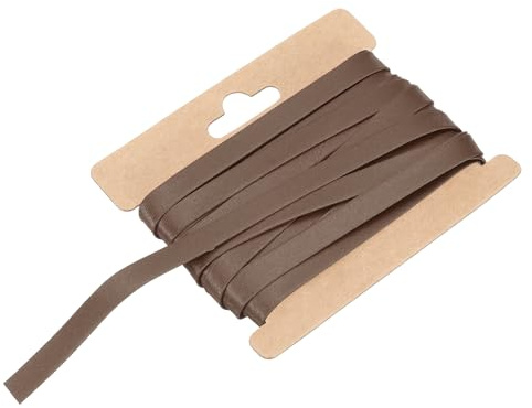 sourcing map Doppelt gefaltetes Schrägband zum Nähen, 0,6 cm x 6 m, Satin, vorgefaltet, durchgehendes Bindeband zum Nähen, Quilten, Säumen, Binden, Basteln, Braun