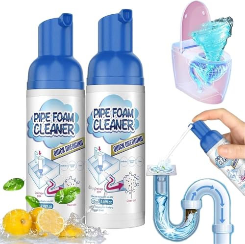 Foaming Drain Cleaner, Powerful Sink and Drain Cleaner Foam, Clog Remover for Kitchen, Tubs (2Pcs)