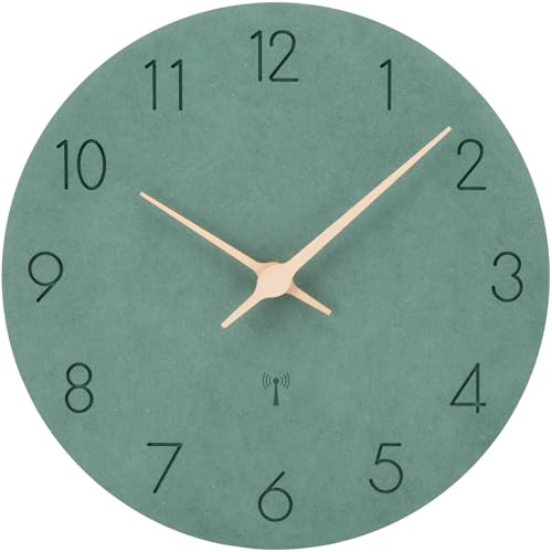 Warminn Wand Funkuhr MDF Holz Wanduhr Ohne Tickgeräusche Vintage 25cm | Funkuhr Wanduhr Lautlos Holz Wanduhren Groß Quarz Batterie Einfach zu Lesen für Küche Schlafzimmer Büro Schule Wohnzimmer