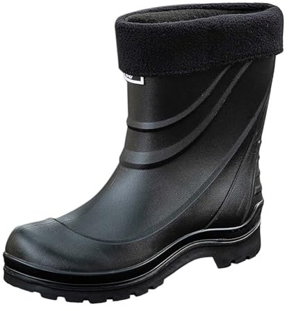 Stivali di gomma da uomo, imbottiti, impermeabili, da pioggia, invernali, da giardino, taglia 39-44, Nero , 39 EU