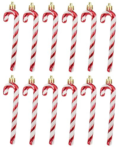 Ashuxxn 12 Stück Weihnachtsbaumschmuck Zuckerstangen zum Hängen Weihnachtsbaum Glitzer Zuckerstange Anhänger Zuckerstange Ornamente Glitzer Zuckerstangen Weihnachtsbaum Deko 14cm