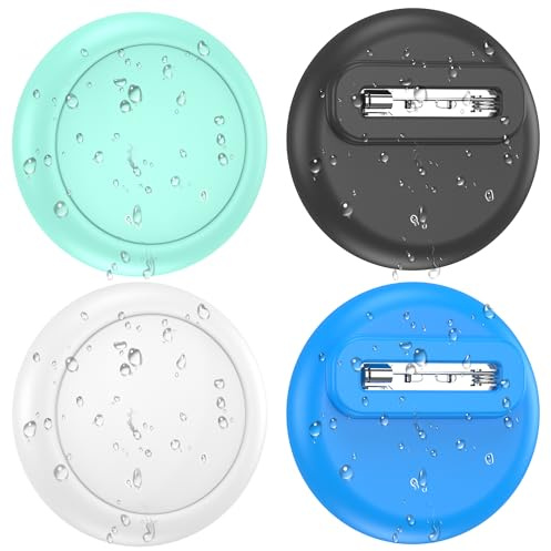 SPGUARD 4er Pack Versteckte Apple Airtag Hülle Kinder, wasserdichte Silikon-Schutzhülle mit Sicherheitsnadeln für Kinder, Senioren, Haustiere, Kleidung, Rucksack, Gepäck (Schwarz/Weiß/Grün/Minzgrün)