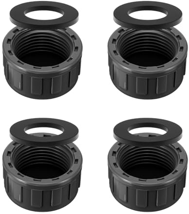 TIESOME 4 Stück PVC 3/4'' Gewindekappe,25mm Innengewinde Rohrkappe mit 4 Stück Gummidichtung Runder Verschlusskappe Schraubkappen Schlauchverbinder für Abdichten von Verbindungen und Rohrenden