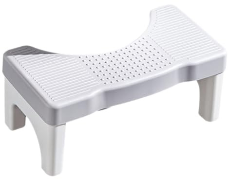 UPKOCH Tabouret de Toilette Compact Repose-pieds Antidérapant en Polypropylène Gris et Blanc pour Salle de Bain, Adapté aux Toilettes Turques, Usage Domestique, Aide la Mobilité