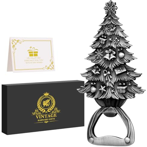 Christmas Tree Bottle Opener, Beer Bottle Opener, Portable Beer Theme Gift with Gift Box, Festive Holiday Accessory, Beer Lovers Beer Accessories, Silver