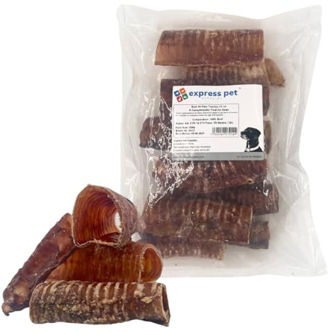 Express Pet Supplies Beef Air Pipe Trachea Natural Dog Treat Chew 1kg | Hypoallergenic, High Protein, Low Fat, Grain and Gluten Free