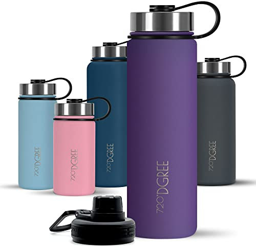 720°DGREE Edelstahl Trinkflasche 950ml “noLimit” - Auslaufsicher, Kohlensäure geeignet, BPA-Frei - Thermosflasche, Isolierflasche mit Schraubverschluss für Sport, Fitness, Outdoor +Gratis Sportdeckel