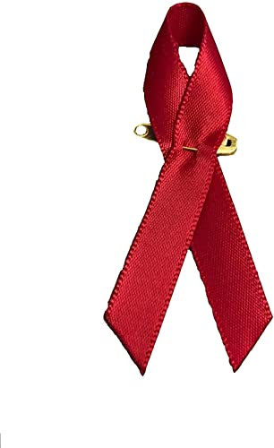 STRASS & PAILLETTES Broche Ruban Rouge en Tissu sur Une épingle. Pin's Sidaction. Symbole de la Lutte Contre Le SIDA