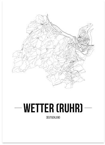 JUNIWORDS Stadtposter - Wähle Deine Stadt - Wetter (Ruhr) - 21 x 30 cm Poster - Schrift B - Weiß