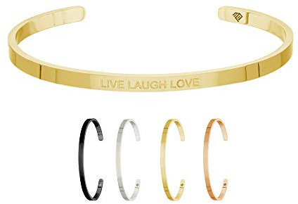 Max Palmer | Armband/Armreif mit Spruch - Gravur LIVE Laugh Love [04.] - Gold