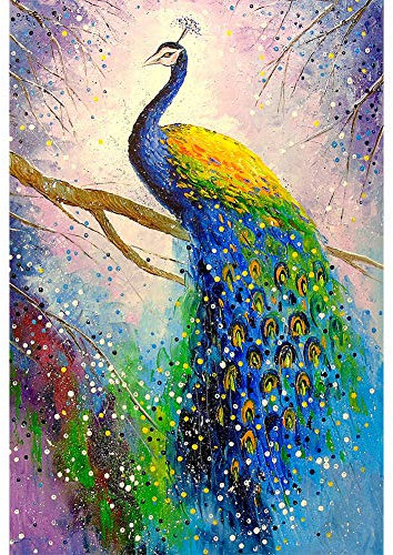 5D Diamond Painting Diamant Malerei Painting Bilder, Wowdecor Bunt Schön Pfau Tiere Full Set Groß DIY Diamant Gemälde Malen Nach Zahlen