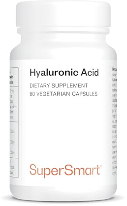 Supersmart Hyaluronic Acid Supplement 300mg per Day (Sodium Hyaluronate) - High Molecular Weight 1.2 Million Daltons | Non-GMO & Gluten Free - 60 Vegetarian Capsules
