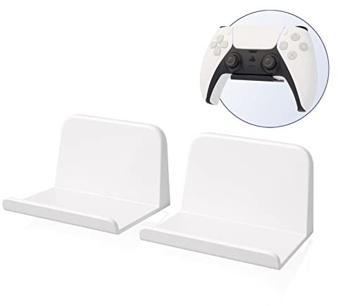 sciuU Supporto da Parete per Controller/Cuffie, [Set di 2] Gancio Adesivo 3M, Accessori Universali Appendi Cuffie per Game Gamepad di PS5 / PS4 / XBox/Nintendo, Senza Viti, Bianco