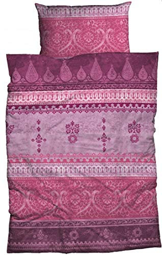 sister s. Biber Bettwäsche Indi 155 cm x 220 cm Beere-pink orientalische Ornamente Bordüren Bettwäsche-Set modernes Landhaus Italienischer Flair so hip…