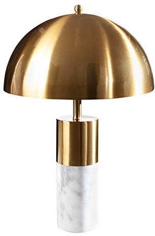 Riess Ambiente Elegante Tischlampe BURLESQUE 52cm neigbarer Schirm in gold mit weißem Marmorfuß E27 40W Tischleuchte Wohnzimmerlampe