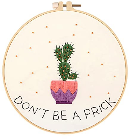 MWOOT Embroidery Starter Kit with Cactus Pattern, DIY Cross Stitch Stamped Embroidery Kit for Adults and Kids Beginner Starter