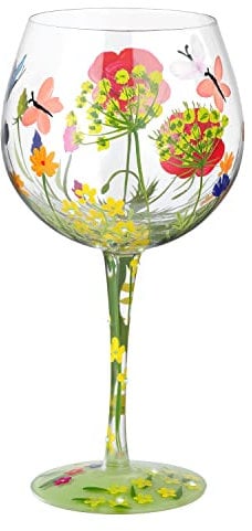 NymphFable Hand Painted Gin Glasses Poppy Flowers Wine Glass Poppy Gifts for Women 20oz