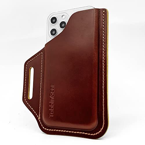 TobbinGear Leder Gürtel Handytasche Leder Handy Holster Universal Handytasche mit Gürtelschlaufen für Damen und Herren Groß Kaffee