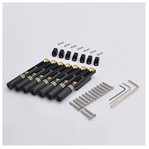 1 Satz Silber Schwarz 6/7/8 Saiten Edelstahl Headless Gitarrensteg/Einzelsteg Für Fanned Fret Gitarre Tune-o-matic Steg (Color : Black 7 Pieces-1)