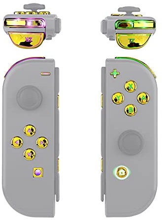 eXtremeRate Multicolore Tasti Luminosi DFS LED Kit per Nintendo Switch Joycon,Pulsanti Direzionali ABXY Trigger Ricambio per NS Switch OLED Joystick Controller(Senza Joycon)-Oro Cromo