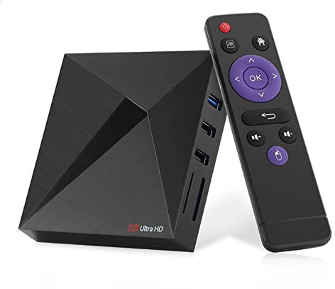 Lihuzmd Smart TV Box, 4GB RAM 32GB Rom Android 9.0 OS Quad Core S905Y2 2.4G WiFi HD Media Player, Bluetooth 4.0, Porte USB