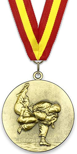 Emblemarket - Médaille Métal Personnalisable - Judo - Couleur Or - 6,4cm - Ruban au Choix Inclus